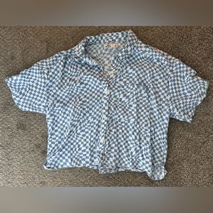 Hollister Blue and White Checkered Shirt